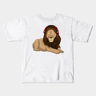 Lion Headphone Music Kids T-Shirt